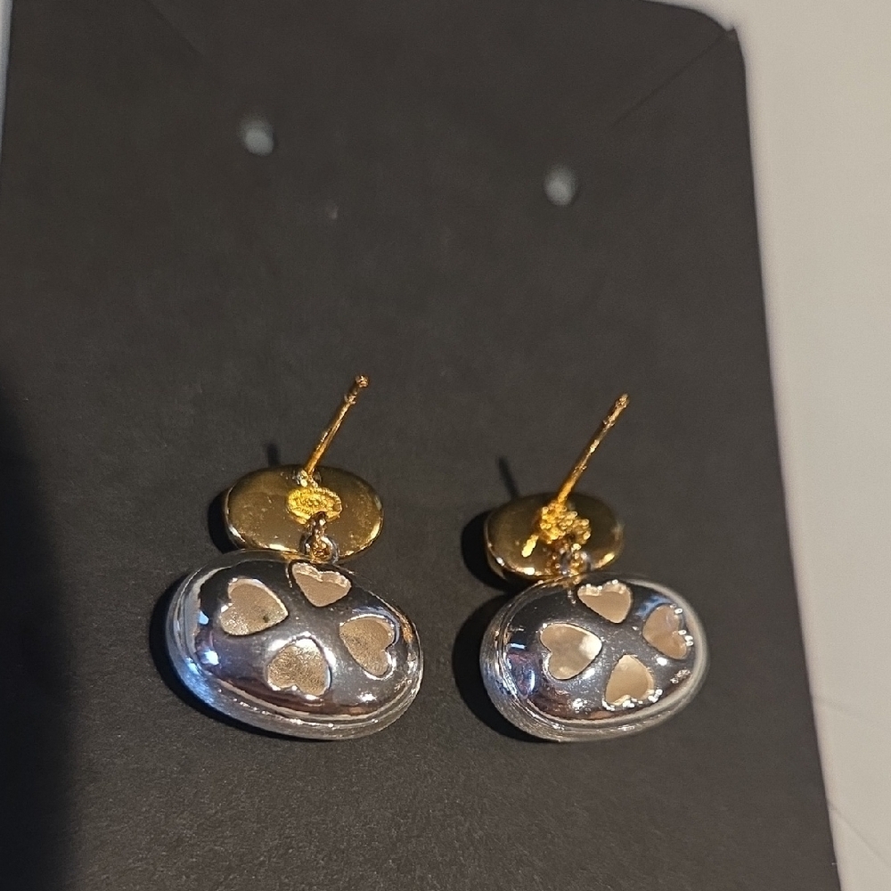 Gold and Silver Logo Earrings - Picture 2 of 3